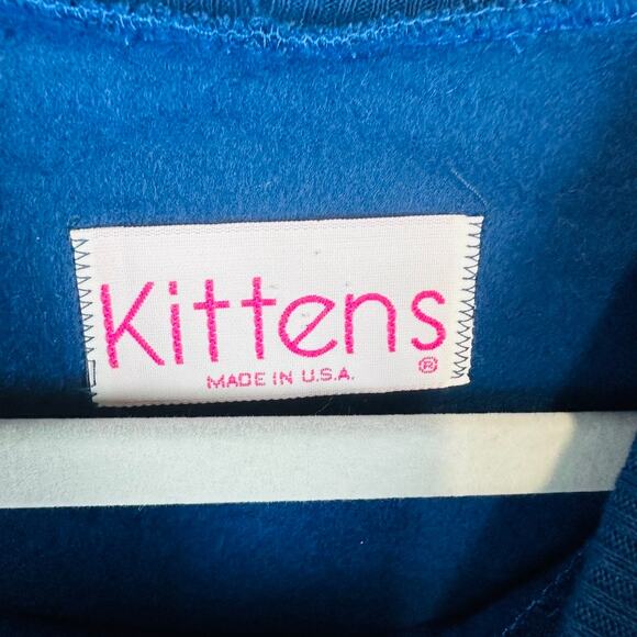 New Kittens Sz Large Nightgown Winter Birds Long Sleeve Blue Warm Vintage NWT - Picture 6 of 10